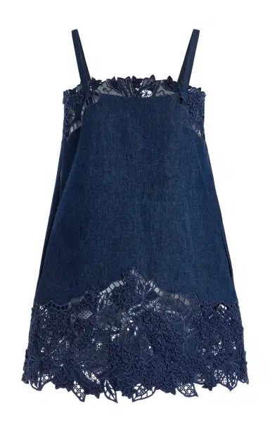 Oscar de la Renta Embroidered Denim Mini Dress | Thumbnail 6 Oscar de la Renta Embroidered Denim Mini Dress | Thumbnail 6