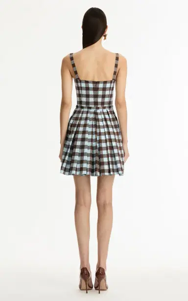 Oscar de la Renta Gingham Sleeveless Cotton-Poplin Mini Dress | Thumbnail 4