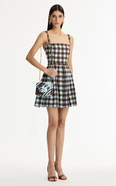 Oscar de la Renta Gingham Sleeveless Cotton-Poplin Mini Dress | Thumbnail 5