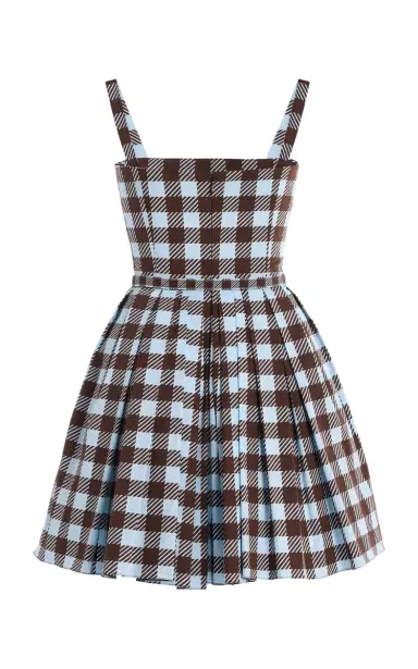 Oscar de la Renta Gingham Sleeveless Cotton-Poplin Mini Dress | Thumbnail 6