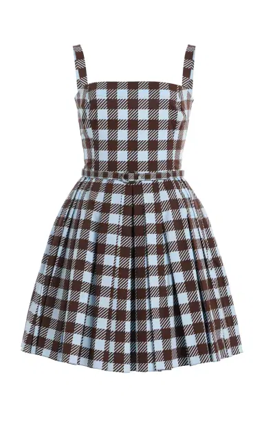 Oscar de la Renta Gingham Sleeveless Cotton-Poplin Mini Dress | Thumbnail 1