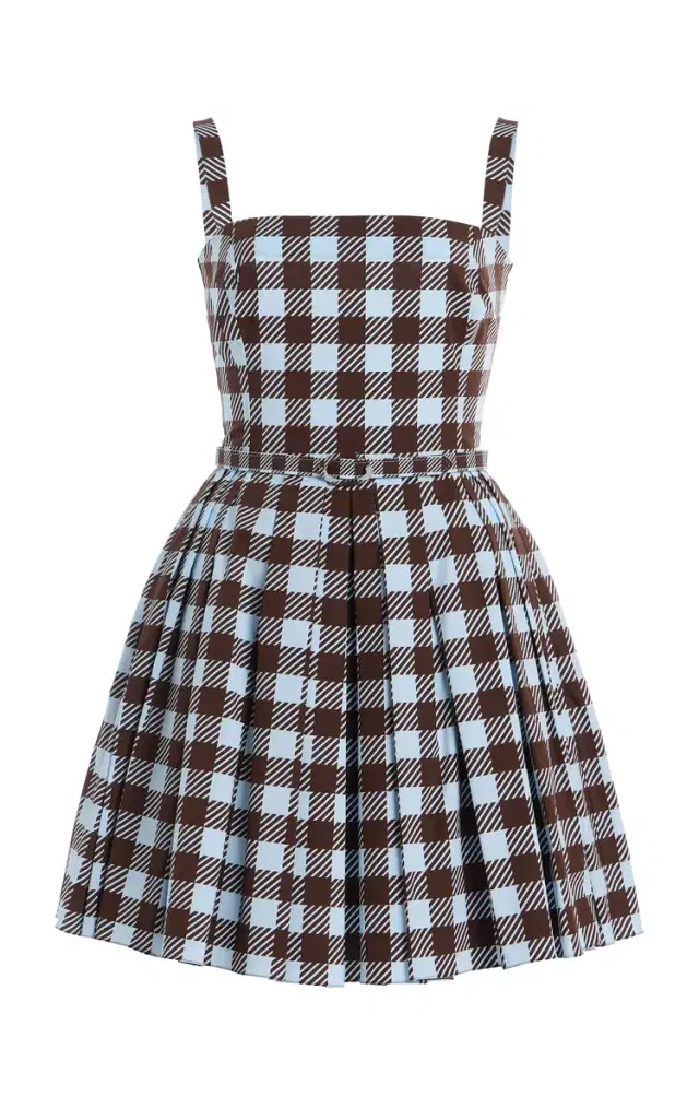 Gingham Sleeveless Cotton-Poplin Mini Dress