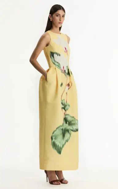 Oscar de la Renta Cyclamen Printed Faille Maxi Dress | Thumbnail 3