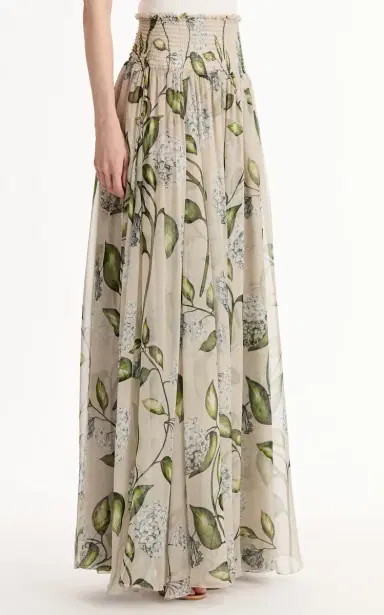 Oscar de la Renta Porcelain Flowers Printed Silk-Chiffon Maxi Skirt | Thumbnail 5
