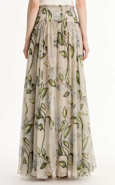 Oscar de la Renta Porcelain Flowers Printed Silk-Chiffon Maxi Skirt | Thumbnail 6