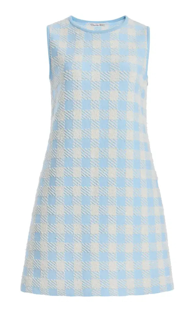 Gingham Jacquard Mini Shift Dress