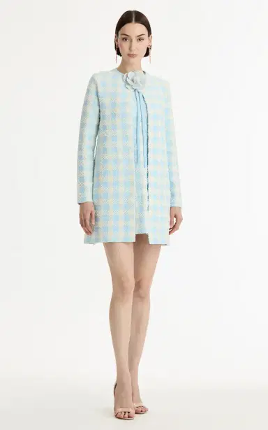 Oscar de la Renta Flower-Detailed Gingham Coat | Thumbnail 4 Oscar de la Renta Flower-Detailed Gingham Coat | Thumbnail 4
