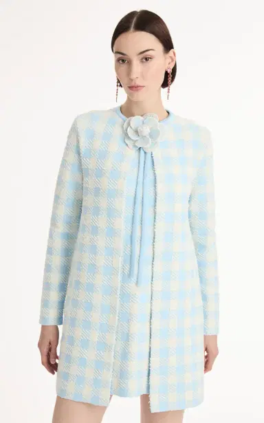 Oscar de la Renta Flower-Detailed Gingham Coat | Thumbnail 5 Oscar de la Renta Flower-Detailed Gingham Coat | Thumbnail 5