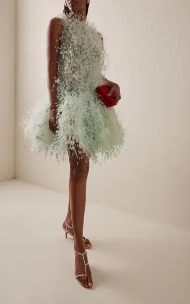Oscar de la Renta Bubble-Hem Point D'esprit Mini Dress | Thumbnail 9