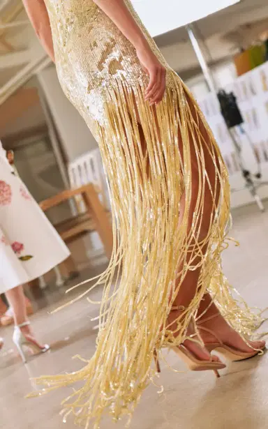 Oscar de la Renta Sequined Fringed Gown | Thumbnail 3