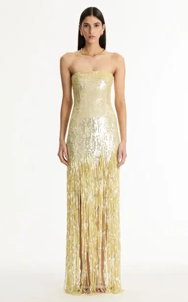 Oscar de la Renta Sequined Fringed Gown | Thumbnail 5
