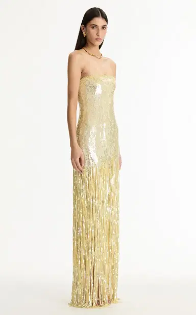 Oscar de la Renta Sequined Fringed Gown | Thumbnail 6