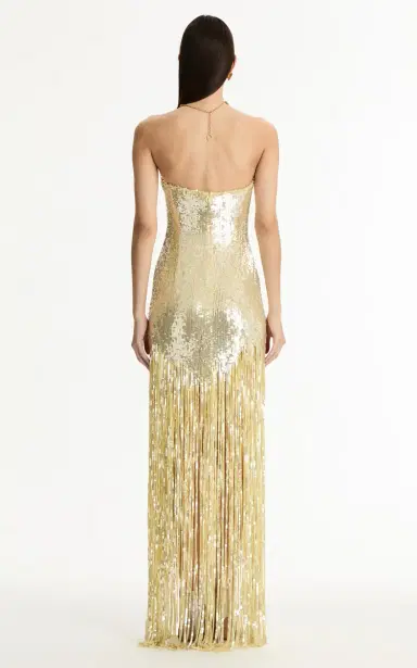 Oscar de la Renta Sequined Fringed Gown | Thumbnail 8