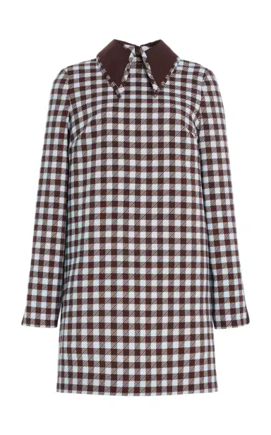 Oscar de la Renta Gingham Collared Wool-Blend Mini Dress - Plaid | Thumbnail 1