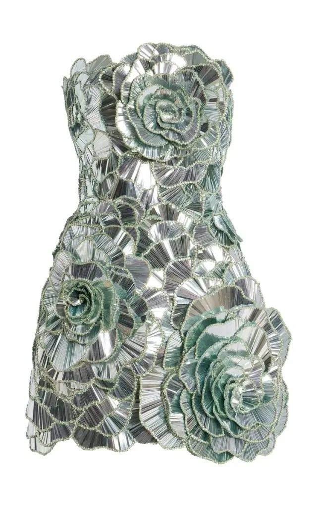 Sequined Geometric Floral Mini Dress