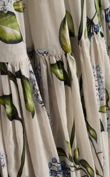 Oscar de la Renta Porcelain Flowers Pleated Cotton Voile Midi Dress | Thumbnail 6 Oscar de la Renta Porcelain Flowers Pleated Cotton Voile Midi Dress | Thumbnail 6