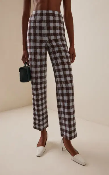 Oscar de la Renta Gingham Wool-Blend Wide-Leg Pants | Thumbnail 3 Oscar de la Renta Gingham Wool-Blend Wide-Leg Pants | Thumbnail 3