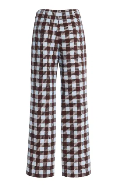Oscar de la Renta Gingham Wool-Blend Wide-Leg Pants | Thumbnail 5 Oscar de la Renta Gingham Wool-Blend Wide-Leg Pants | Thumbnail 5