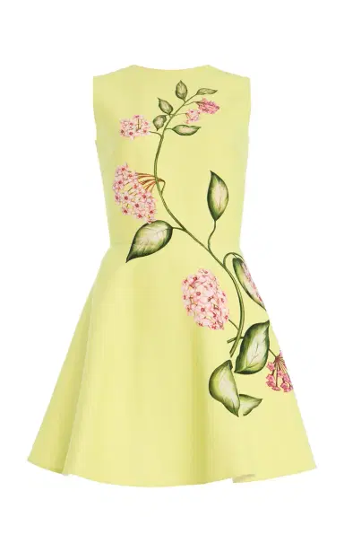 Oscar de la Renta Porcelain Flowers Wool-Blend Mini Dress | Thumbnail 1