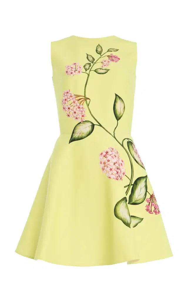 Porcelain Flowers Wool-Blend Mini Dress