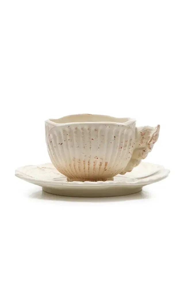 Riviera Set-of-Six Shell Ceramic Breakfast Cups - White