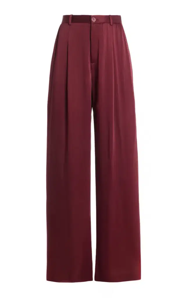 Pleated Satin Relaxed Pants