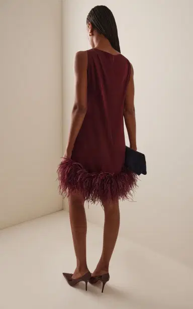 LAPOINTE Feather-Trimmed Satin Mini Dress | Thumbnail 4 LAPOINTE Feather-Trimmed Satin Mini Dress | Thumbnail 4