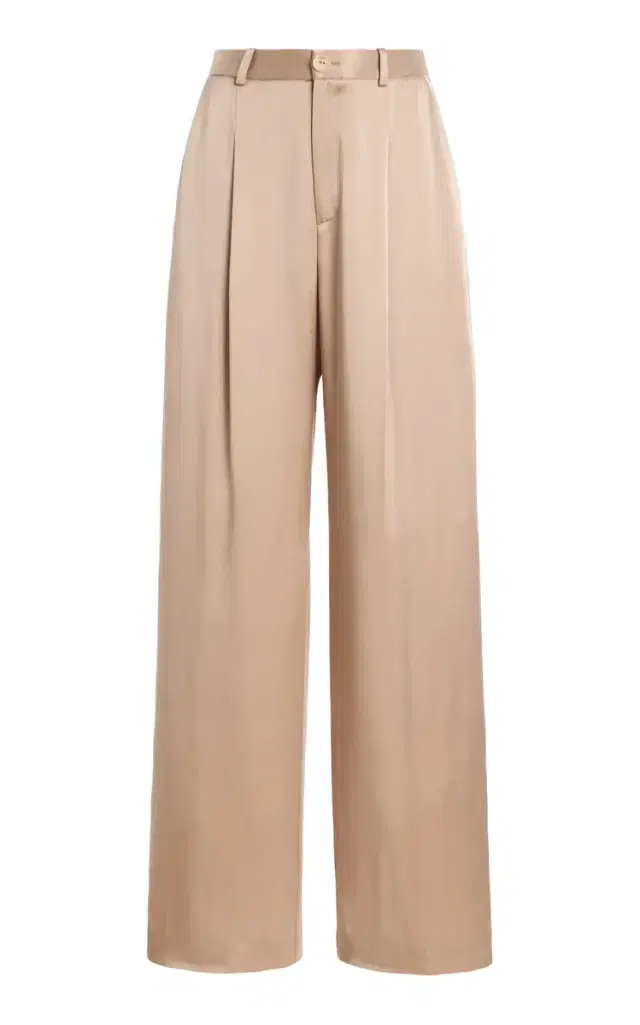 Pleated Satin Relaxed Pants