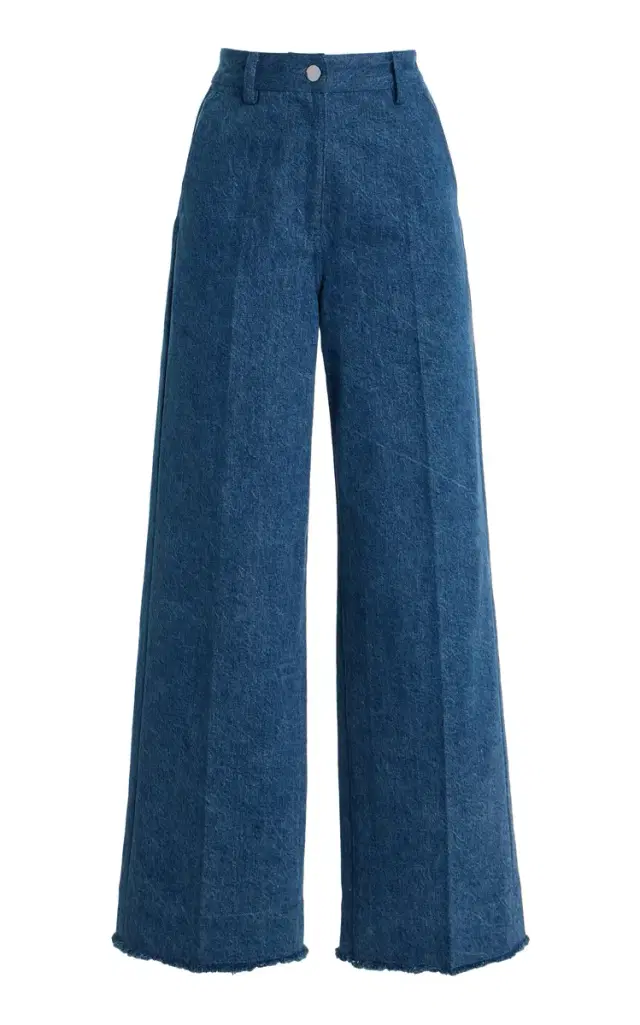 Cropped Wide-Leg Frayed Jeans