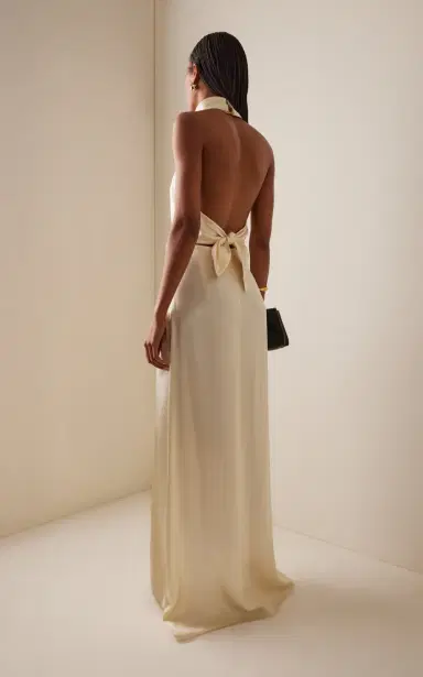 Bevza Hustka Scarf-Neck Charmeuse Maxi Dress | Thumbnail 4