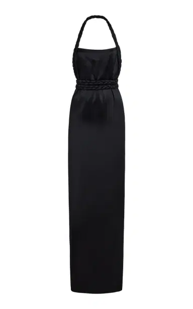 BEVZA Kosa Rope-Detailed Satin Maxi Halter Dress | Thumbnail 7
