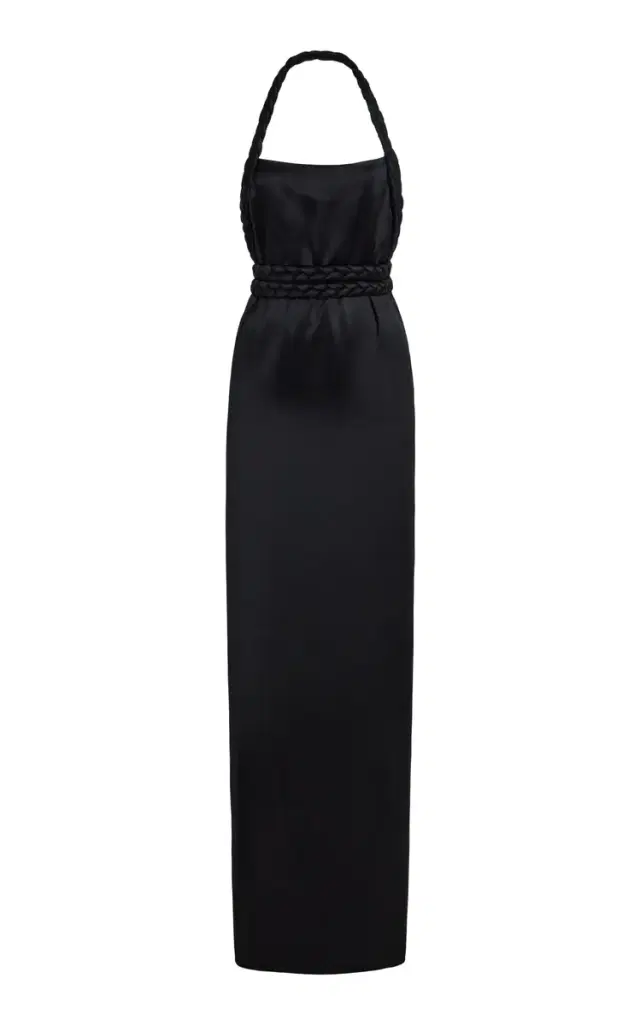 Kosa Rope-Detailed Satin Maxi Halter Dress