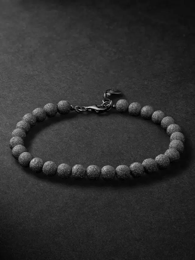 Florentine Finish 18-Karat Blackened Gold Beaded Bracelet - Men