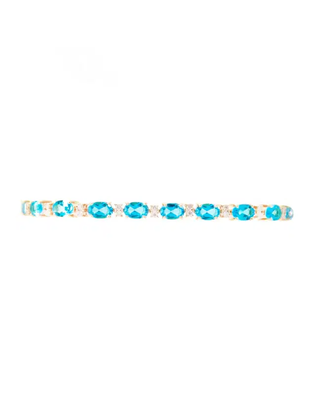 Wish Fine Jewelry 12.44ct Diamond Blue Topaz Tennis Bracelet