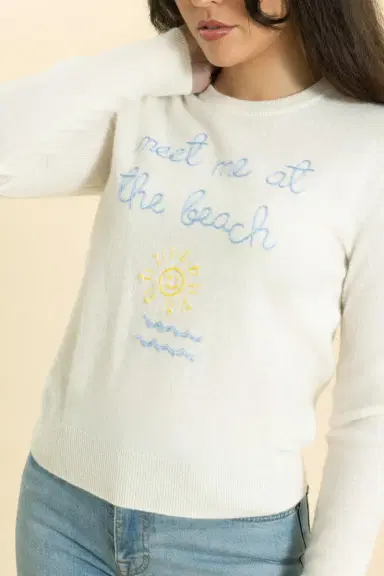 LINGUA FRANCA Meet Me At The Beach Crewneck | Thumbnail 3