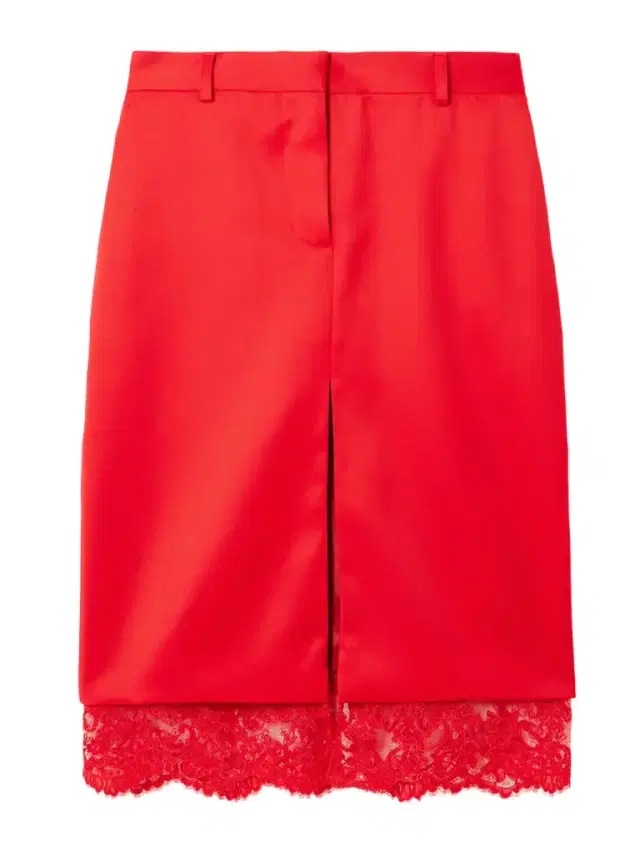 Lace-trimmed Wool Skirt