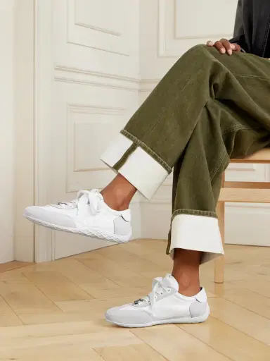 Roger Vivier Viv Low Suede-trimmed Embroidered Leather Sneakers | Thumbnail 2