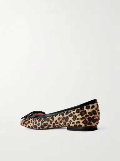 Roger Vivier Gommettine Buckled Patent Leather-trimmed Leopard-print Calf Hair Ballet Flats | Thumbnail 3