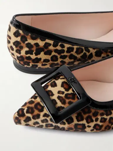 Roger Vivier Gommettine Buckled Patent Leather-trimmed Leopard-print Calf Hair Ballet Flats | Thumbnail 4