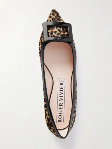 Roger Vivier Gommettine Buckled Patent Leather-trimmed Leopard-print Calf Hair Ballet Flats | Thumbnail 5