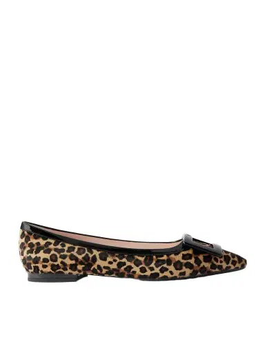 Roger Vivier Gommettine Buckled Patent Leather-trimmed Leopard-print Calf Hair Ballet Flats | Thumbnail 1