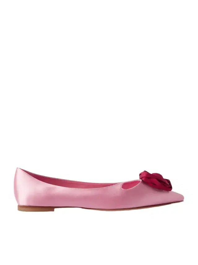Roger Vivier Rose Vivier Embellished Cutout Satin Ballet Flats