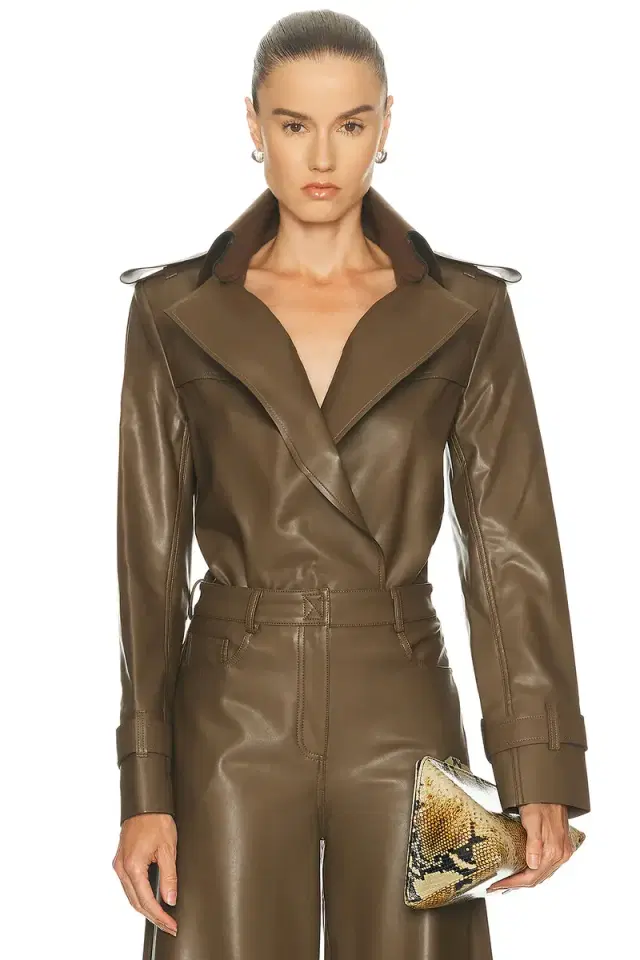 Norma Kamali Double Breasted Trench Bodysuit
