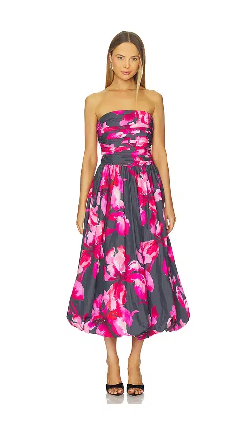 AMUR Helena Bubble Midi Dress