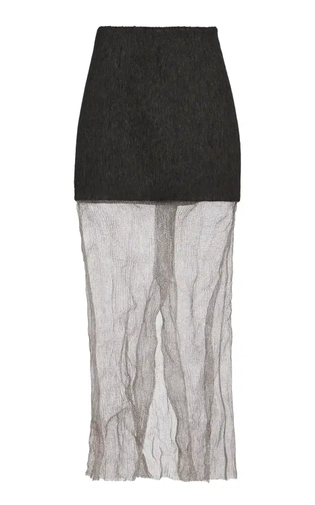 Net-Trimmed Woven Mini Skirt