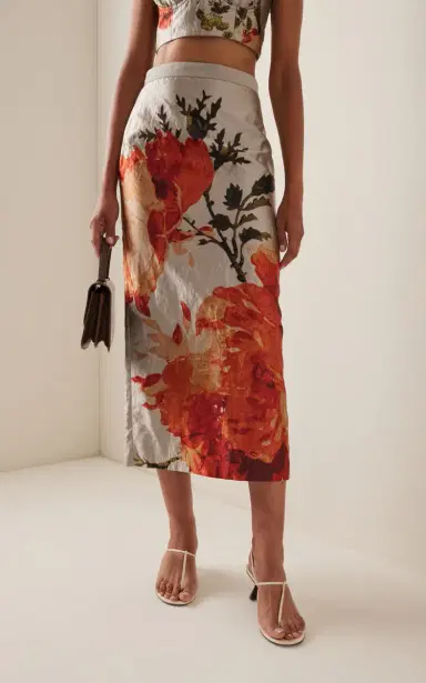 Erdem Floral-Printed Pencil Midi Skirt - Silver | Thumbnail 3 Erdem Floral-Printed Pencil Midi Skirt - Silver | Thumbnail 3