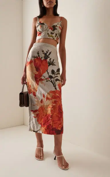 Erdem Floral-Printed Pencil Midi Skirt - Silver | Thumbnail 5 Erdem Floral-Printed Pencil Midi Skirt - Silver | Thumbnail 5