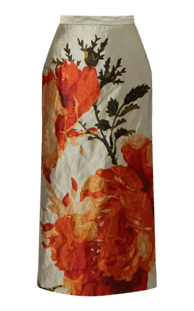 Erdem Floral-Printed Pencil Midi Skirt - Silver | Thumbnail 1 Erdem Floral-Printed Pencil Midi Skirt - Silver | Thumbnail 1