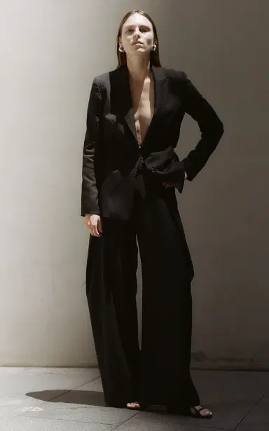 St. Agni Fold-Detailed Wool-Blend Wide-Leg Pants - Black | Thumbnail 3