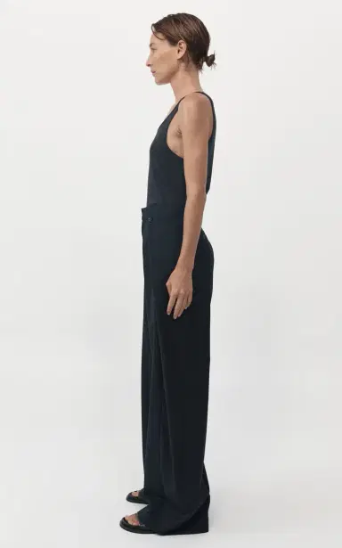 St. Agni Fold-Detailed Wool-Blend Wide-Leg Pants - Black | Thumbnail 5